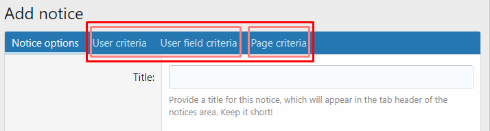 Criteria tabs demonstration.